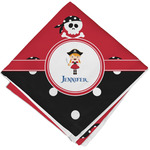 Girl's Pirate & Dots Cloth Cocktail Napkin - Single w/ Name or Text