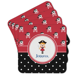 Girl's Pirate & Dots Cork Coaster - Set of 4 w/ Name or Text