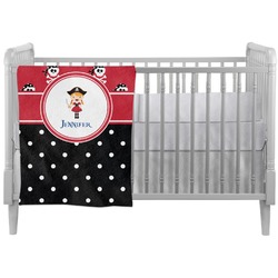 Girl's Pirate & Dots Crib Comforter / Quilt (Personalized)