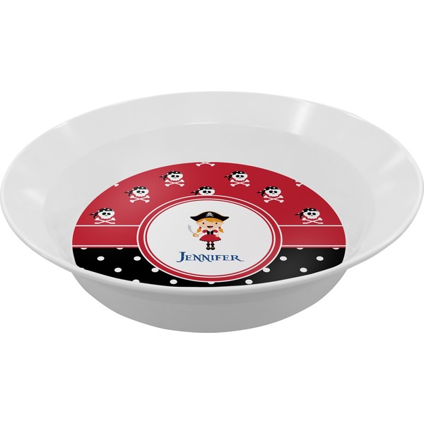 Custom Girl's Pirate & Dots Melamine Bowl - 12 oz (Personalized)