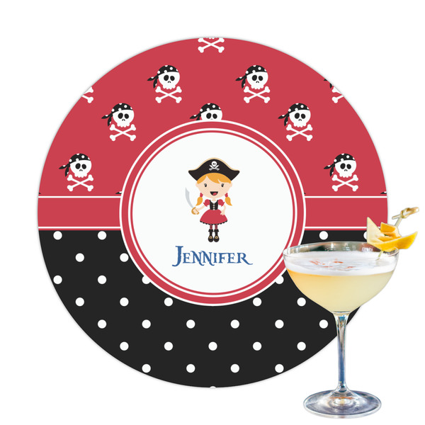 Custom Girl's Pirate & Dots Printed Drink Topper (Personalized)