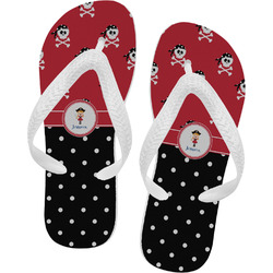 Girl's Pirate & Dots Flip Flops - Medium (Personalized)