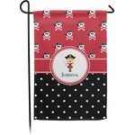 Girl's Pirate & Dots Small Garden Flag - Double Sided w/ Name or Text