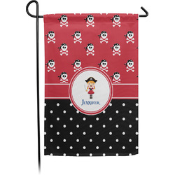 Girl's Pirate & Dots Small Garden Flag - Single Sided w/ Name or Text