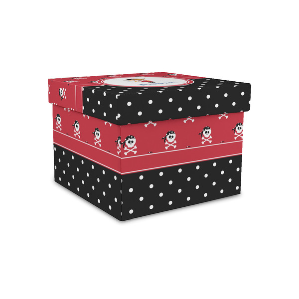 Custom Girl's Pirate & Dots Gift Box with Lid - Canvas Wrapped - Small (Personalized)