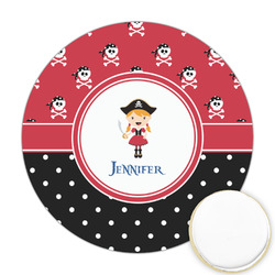 Girl's Pirate & Dots Printed Cookie Topper - Round (Personalized)
