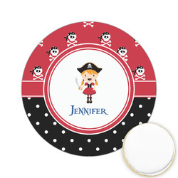 Girl's Pirate & Dots Printed Cookie Topper - 2.15" (Personalized)