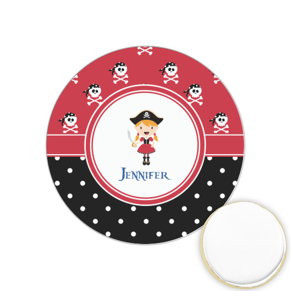Custom Girl's Pirate & Dots Printed Cookie Topper - 1.25" (Personalized)