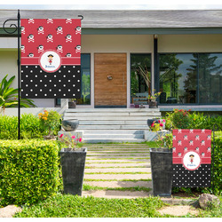 Girl's Pirate & Dots Large Garden Flag - Single Sided (Personalized)