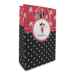 Girl's Pirate & Dots Large Gift Bag (Personalized)