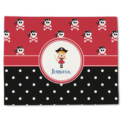 Girl's Pirate & Dots Single-Sided Linen Placemat - Single w/ Name or Text