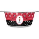 Girl's Pirate & Dots Stainless Steel Dog Bowl (Personalized)