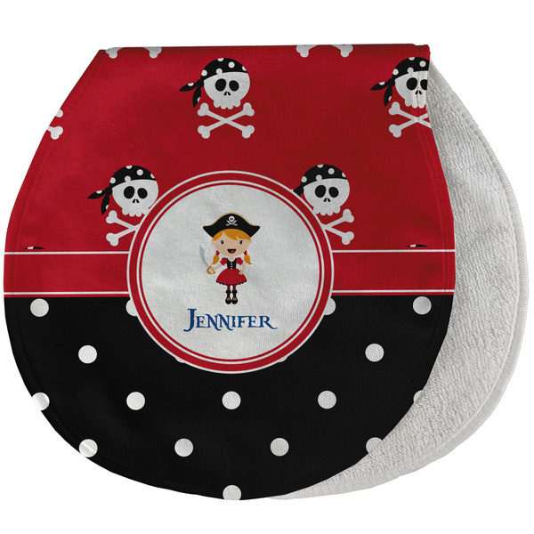 Custom Girl's Pirate & Dots Burp Pad - Velour w/ Name or Text