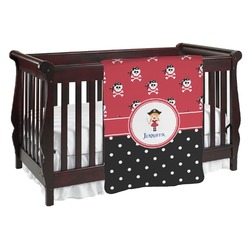 Girl's Pirate & Dots Baby Blanket (Double Sided) (Personalized)