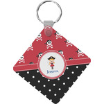 Girl's Pirate & Dots Diamond Plastic Keychain w/ Name or Text