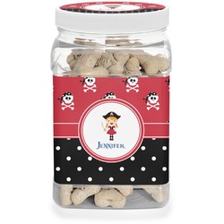 Girl's Pirate & Dots Dog Treat Jar (Personalized)