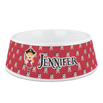 Girl's Pirate & Dots Plastic Dog Bowl - Medium (Personalized)