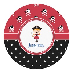 Girl's Pirate & Dots Round Decal - Large (Personalized)