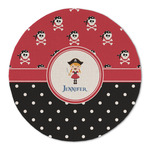 Girl's Pirate & Dots Round Linen Placemat - Single Sided (Personalized)