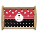 Girl's Pirate & Dots Natural Wooden Tray - Small (Personalized)