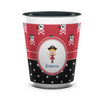 Girl's Pirate & Dots Ceramic Shot Glass - 1.5 oz - Two Tone - Single (Personalized)