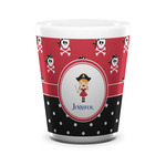 Girl's Pirate & Dots Ceramic Shot Glass - 1.5 oz - White - Single (Personalized)