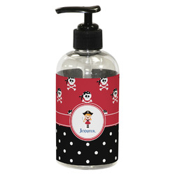 Girl's Pirate & Dots Plastic Soap / Lotion Dispenser (8 oz - Small - Black) (Personalized)