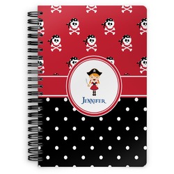 Girl's Pirate & Dots Spiral Notebook - 7x10 w/ Name or Text