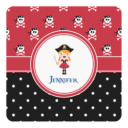 Girl's Pirate & Dots Square Decal - Large (Personalized)