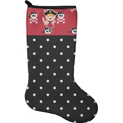 Girl's Pirate & Dots Holiday Stocking - Single-Sided - Neoprene