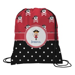 Girl's Pirate & Dots Drawstring Backpack - Medium (Personalized)