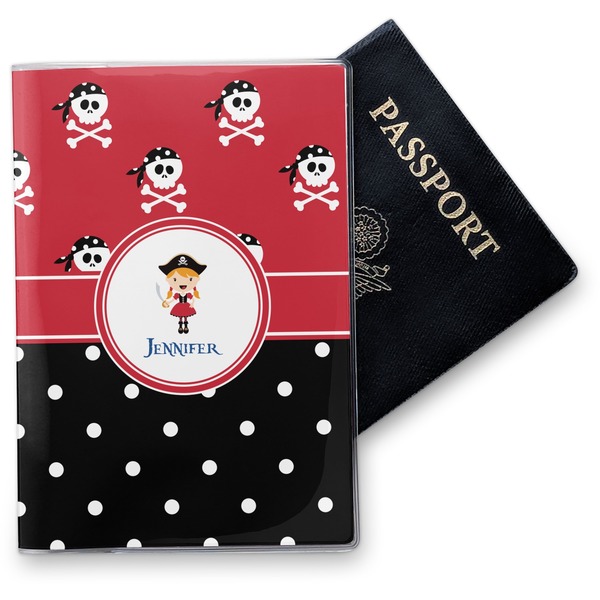 Custom Girl's Pirate & Dots Vinyl Passport Holder (Personalized)