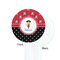 Girl's Pirate & Dots White Plastic 7" Stir Stick - Single Sided - Round - Front & Back