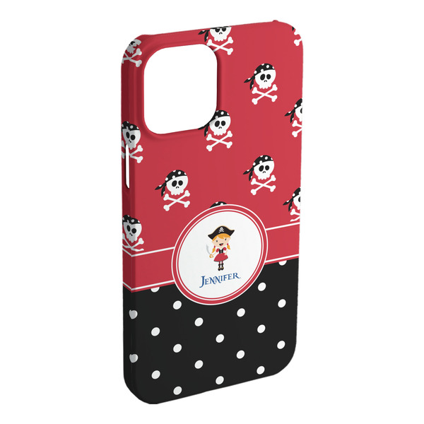 Custom Girl's Pirate & Dots iPhone Case - Plastic - iPhone 15 Plus (Personalized)