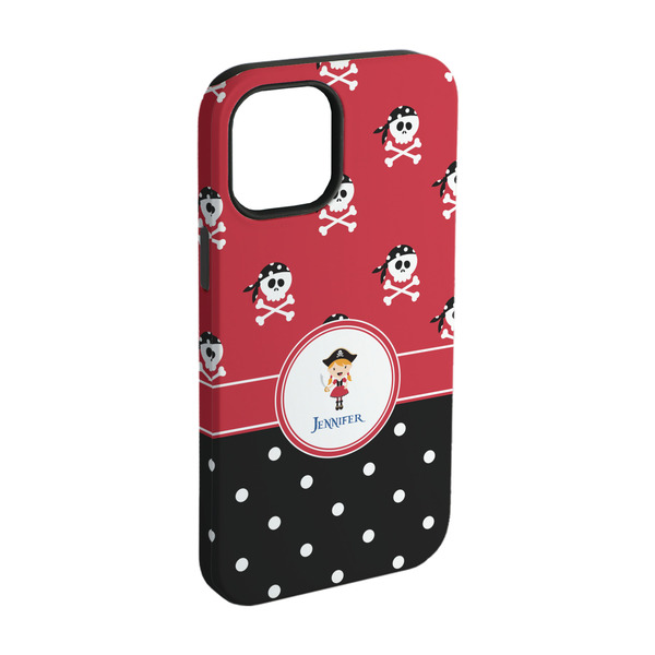 Custom Girl's Pirate & Dots iPhone Case - Rubber Lined - iPhone 15 (Personalized)