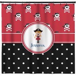 Girl's Pirate & Dots Shower Curtain - 71" x 74" (Personalized)