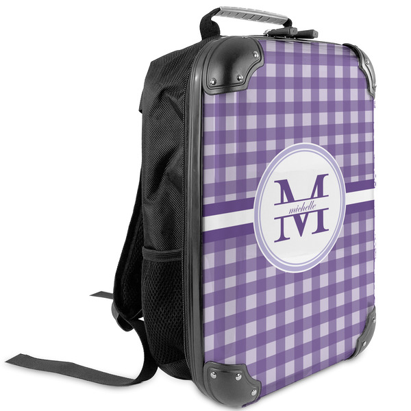 Custom Gingham Print Kids Hard Shell Backpack (Personalized)