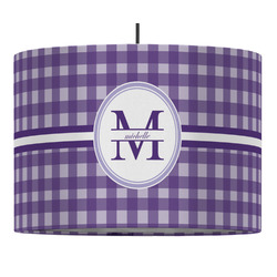 Gingham Print 16" Drum Pendant Lamp - Fabric (Personalized)