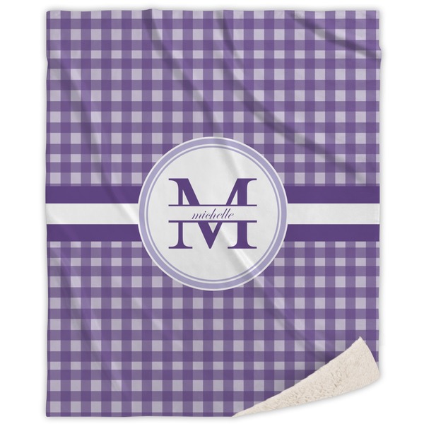 Custom Gingham Print Sherpa Throw Blanket - 50"x60" (Personalized)