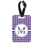 Gingham Print Metal Luggage Tag w/ Name and Initial