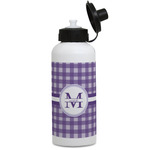 Gingham Print Water Bottles - Aluminum - 20 oz - White (Personalized)