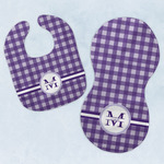 Gingham Print Baby Bib & Burp Set w/ Name and Initial