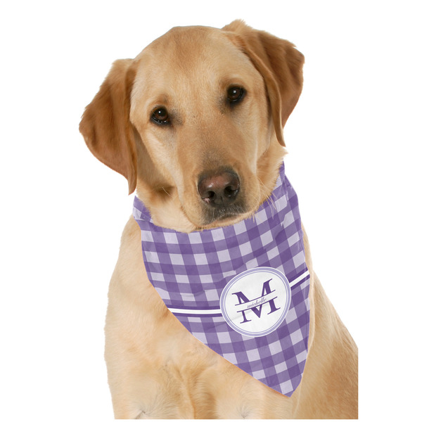 Custom Gingham Print Dog Bandana Scarf w/ Name and Initial