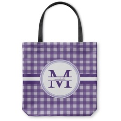 Gingham Print Canvas Tote Bag - Large - 18"x18" (Personalized)