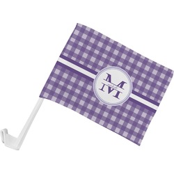 Gingham Print Car Flag - Small w/ Name and Initial