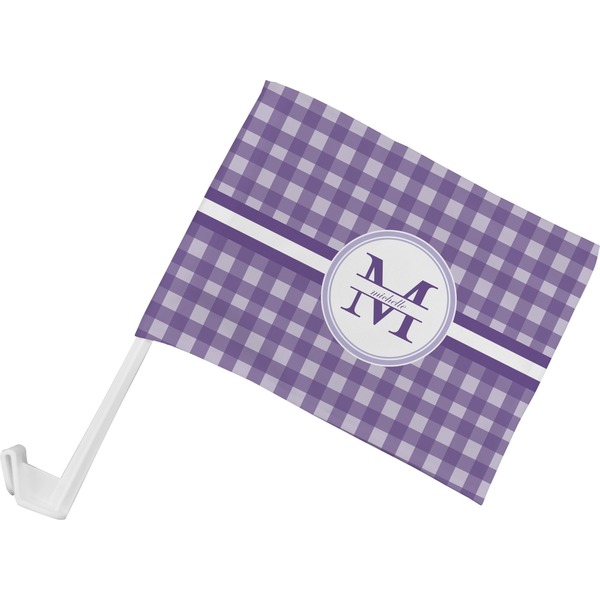 Custom Gingham Print Car Flag - Small w/ Name and Initial