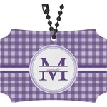 Gingham Print Rear View Mirror Ornament (Personalized)