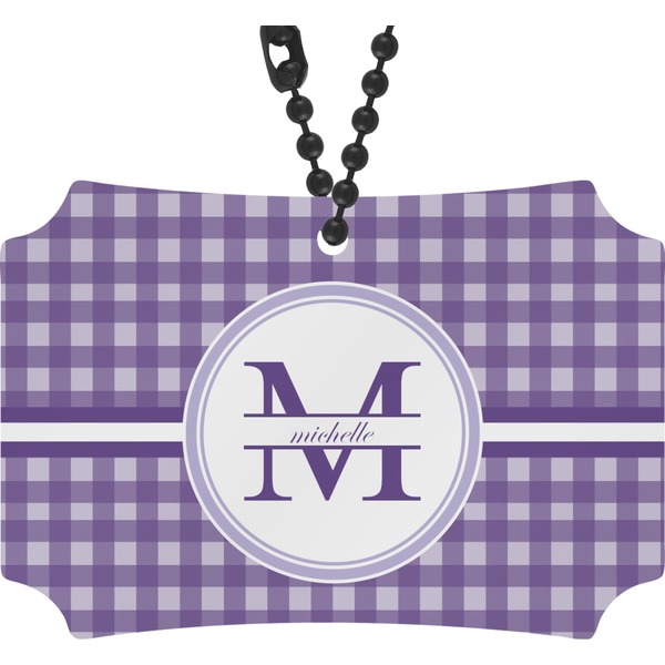 Custom Gingham Print Rear View Mirror Ornament (Personalized)