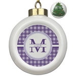 Gingham Print Ceramic Ball Ornament - Christmas Tree (Personalized)