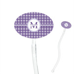 Gingham Print 7" Oval Plastic Stir Sticks - Clear (Personalized)